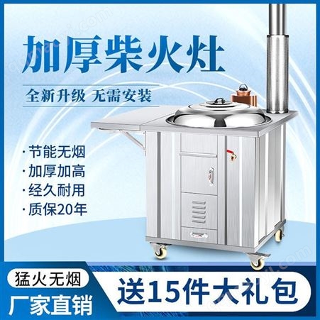 柴火灶家用農村不銹鋼室內無煙節能大鍋土灶